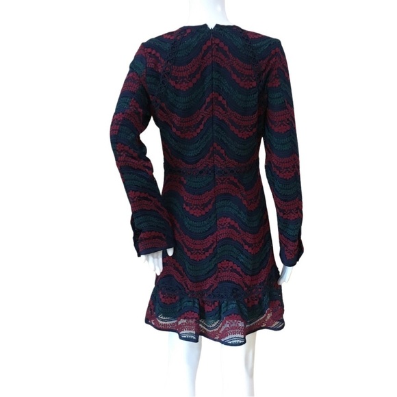 Moon river Lavinia lace mini dress long sleeve navy red size m - Picture 2 of 6